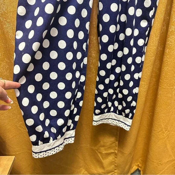 Vintage 1980s My Michelle Navy and White Polka Dot Jumpsuit - Picture 3 of 8